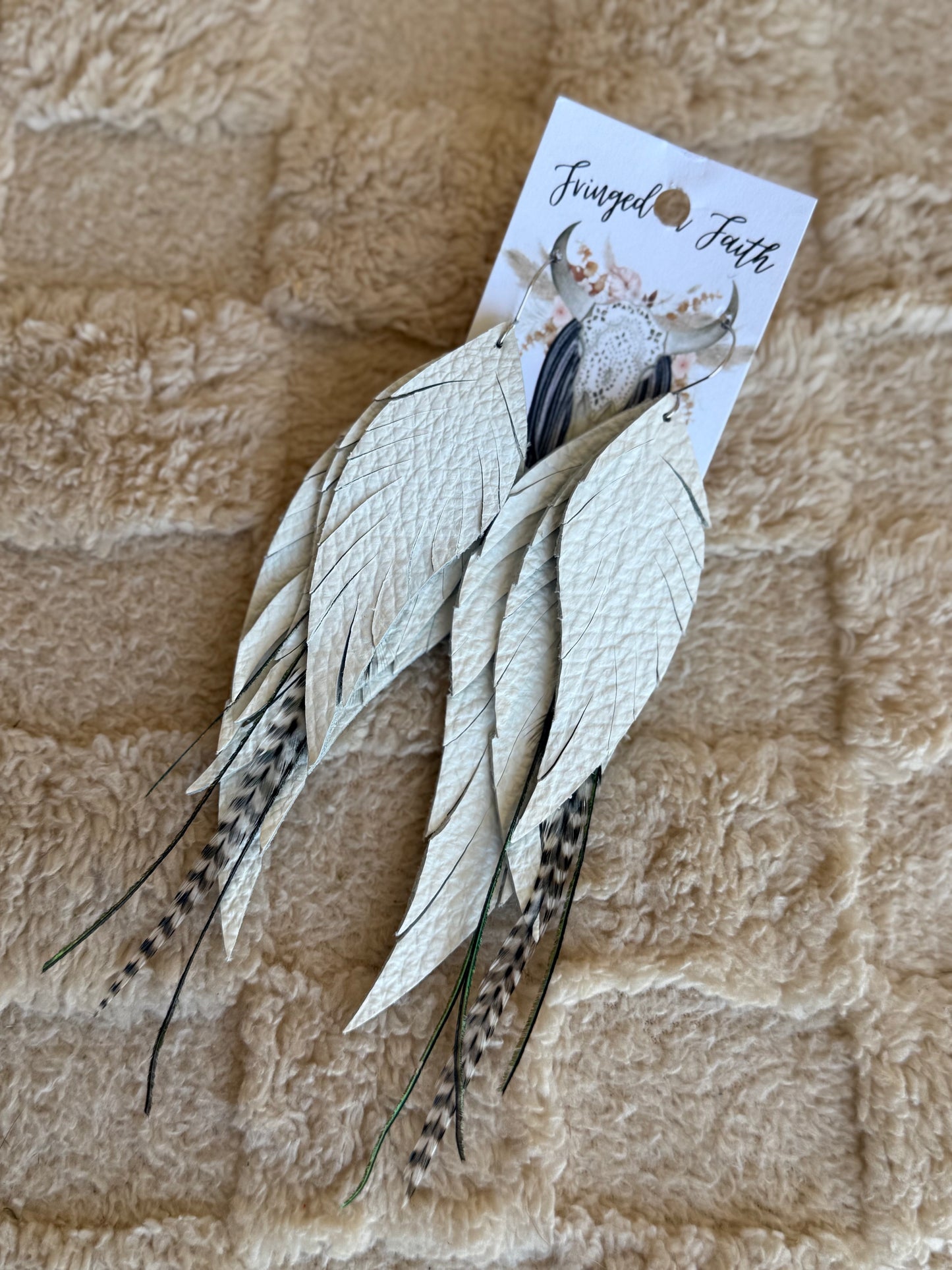 White Dutton Feather Earrings