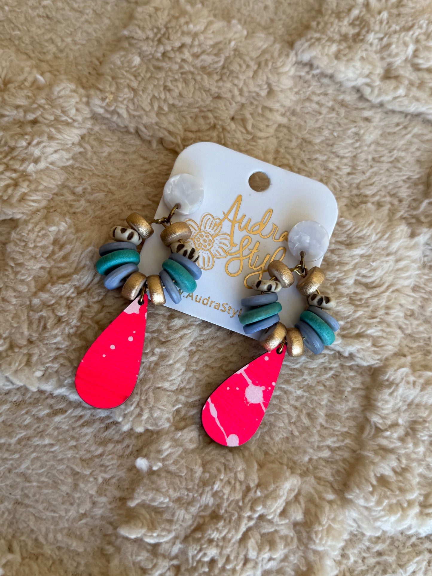 Tear Drop Beaded Spring Earrings