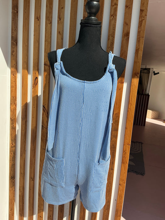 Blue Ribbed Romper