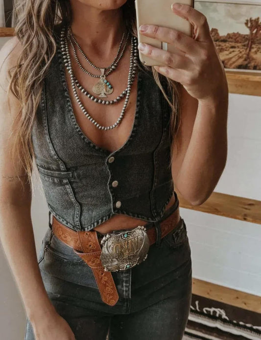 Black Denim Vest