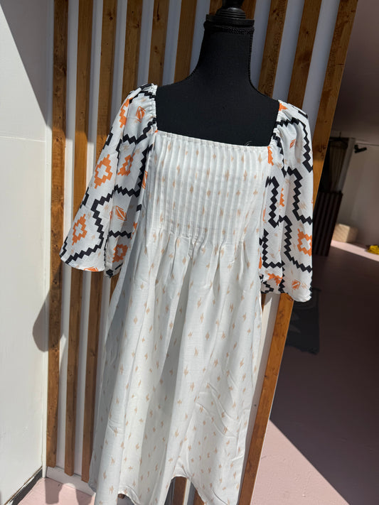 White Aztec Dress