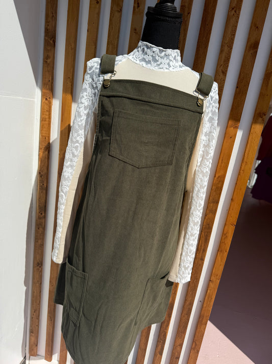 Olive Corduroy Dress