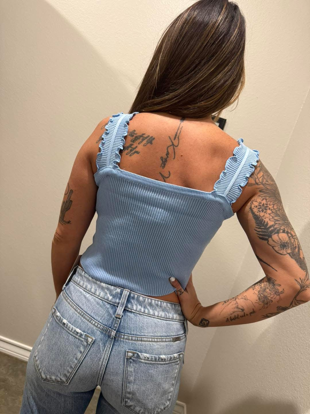 Slim Fit Suspender Knitted Crop Top